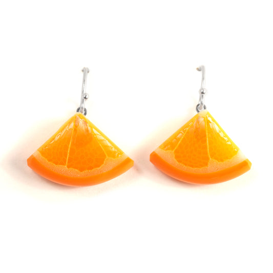 Orange Wedge Dangle Earrings