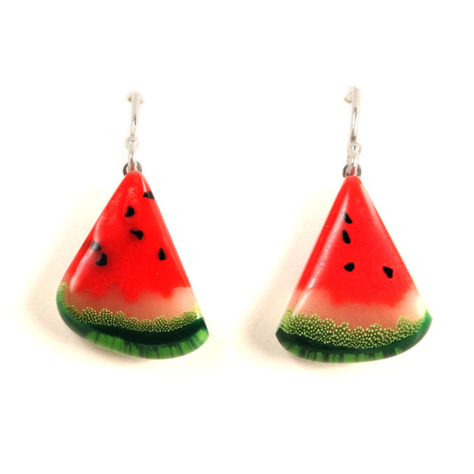Watermelon Wedge Dangle Earrings