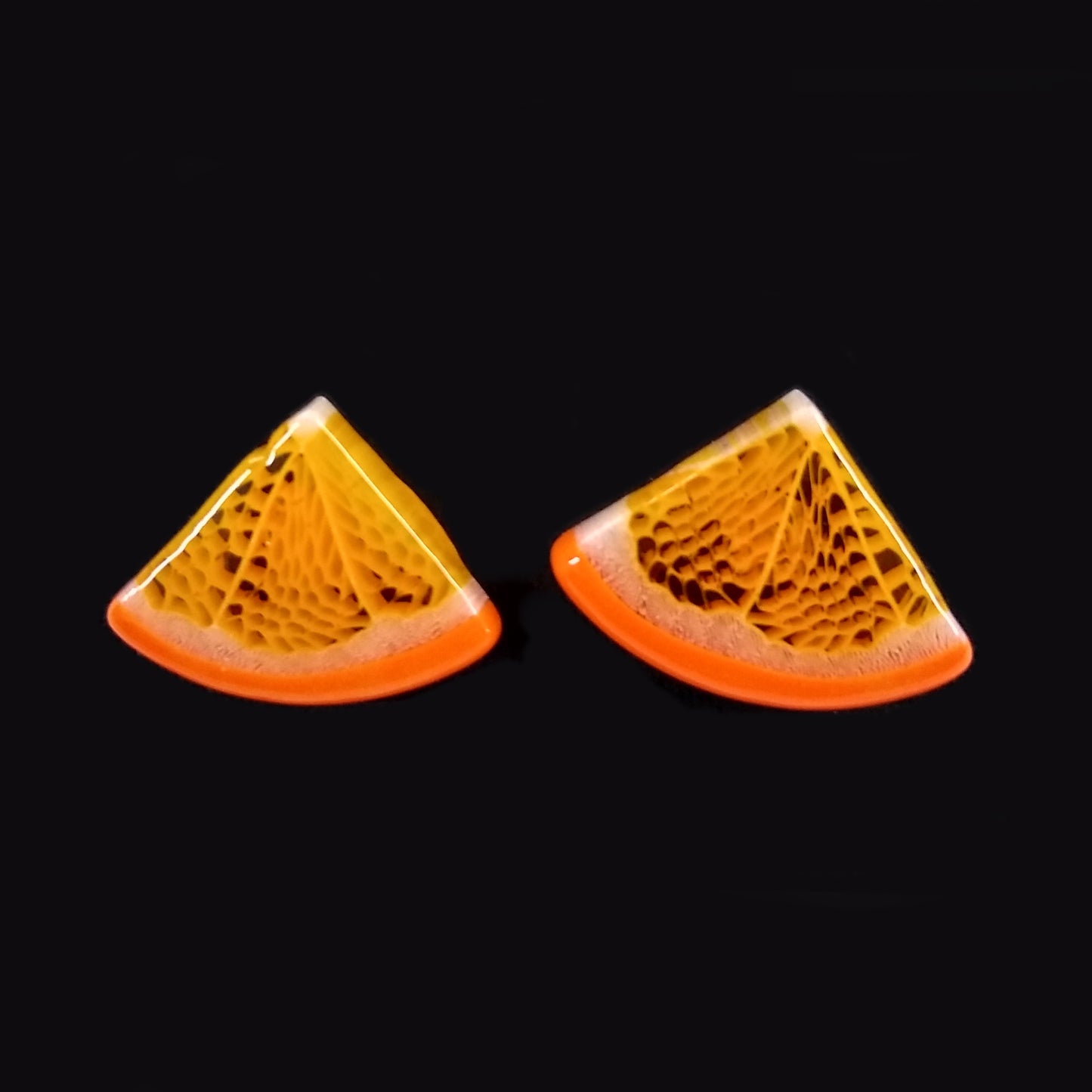 Orange Wedge Stud Earrings