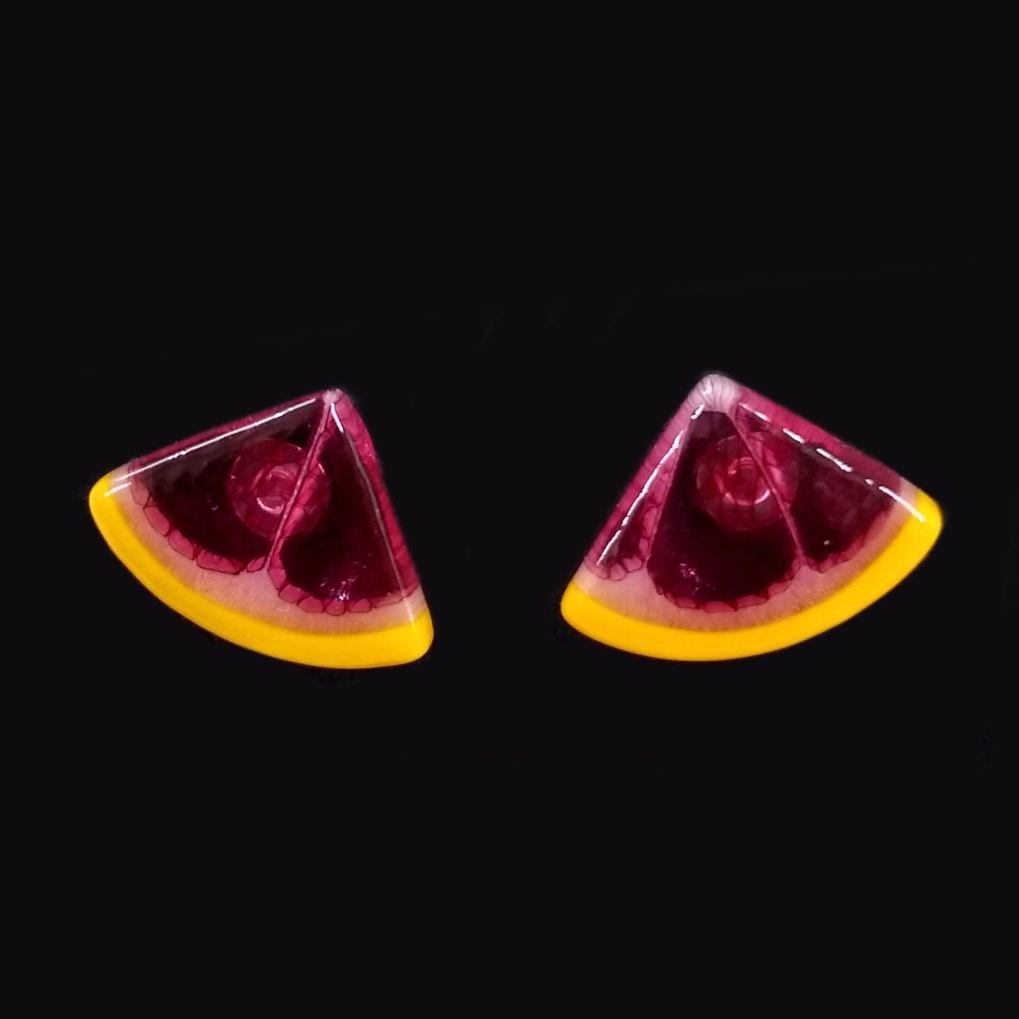 Pink Grapefruit Wedge Stud Earrings