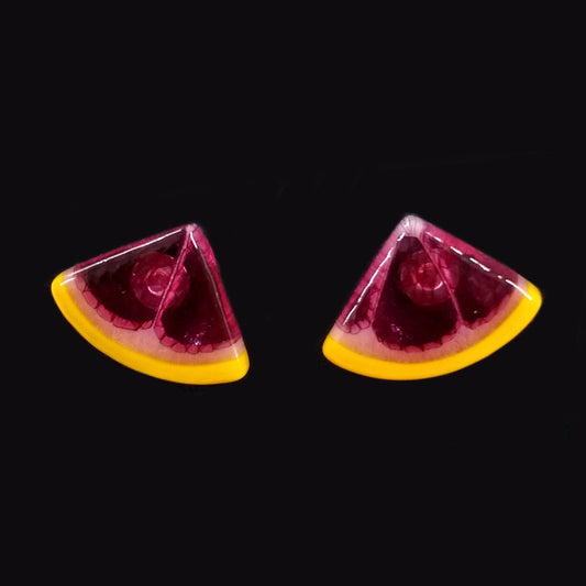 Pink Grapefruit Wedge Stud Earrings